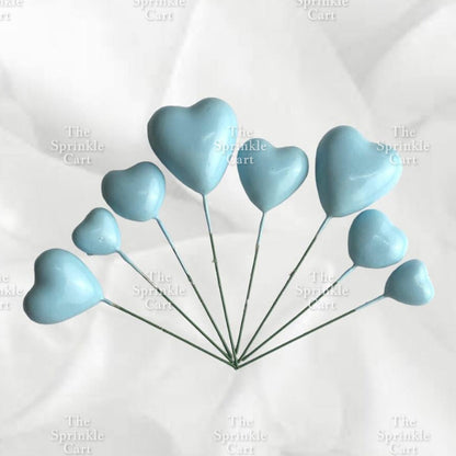 Metallic Heart Shape Cake Topper Gold Red Blue Pink & Silver Birthday Wedding Party Decoration
