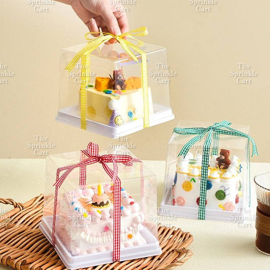 Transparent Square Bento Cake Box Packaging DIY Cake Box Storage TSC