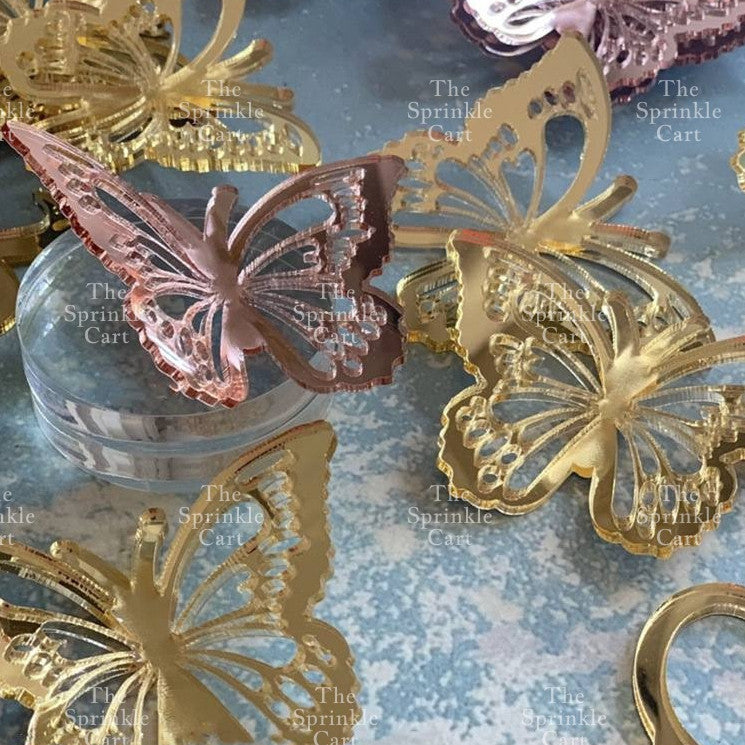 10pcs Acrylic Butterfly Cake Topper For Home Birthday Party Decorating Supplies