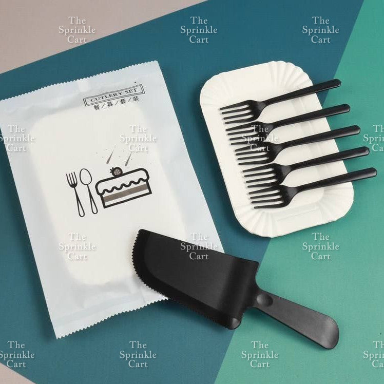 Birthday Cake Cutlery Disposable Spatula and Fork w/ Paper Plates Party Supplies Tableware TCS
