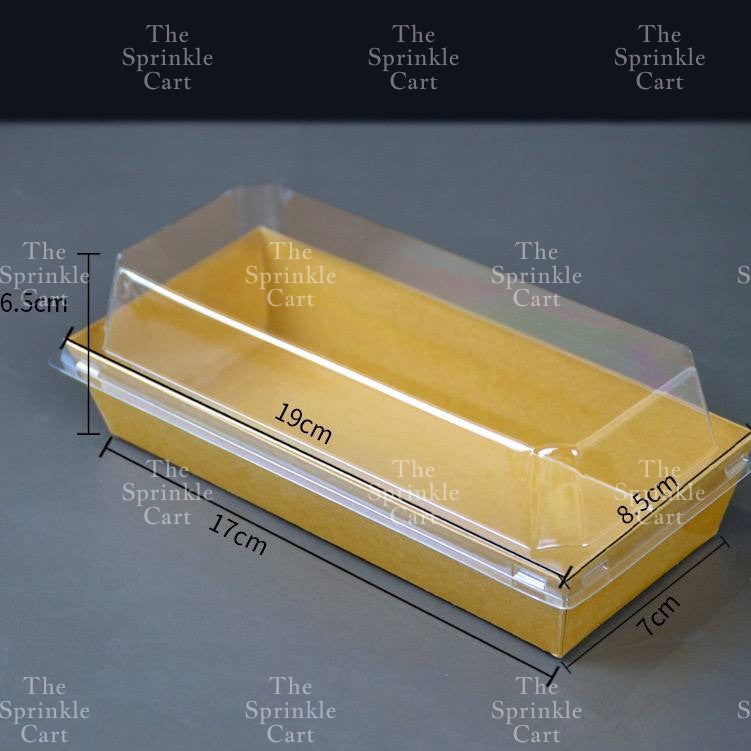 10pcs Disposable Kraft Dessert Box Packaging Square Rectangle Take Out Meal Cake Box Clear Lid TSC