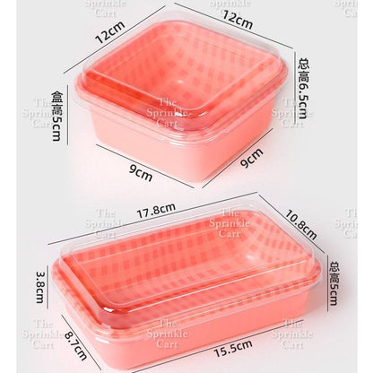 10pcs Retro Checkered Square Rectangle Cake Box / Cute Korean Bento Box Aesthetic Bento Box