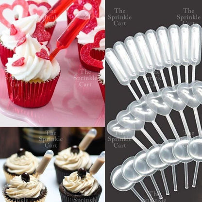 10/50pcs Dessert Pipettes Squeeze Syringe Cupcake Injectors Dropper Dessert Liquid Cake Decoration