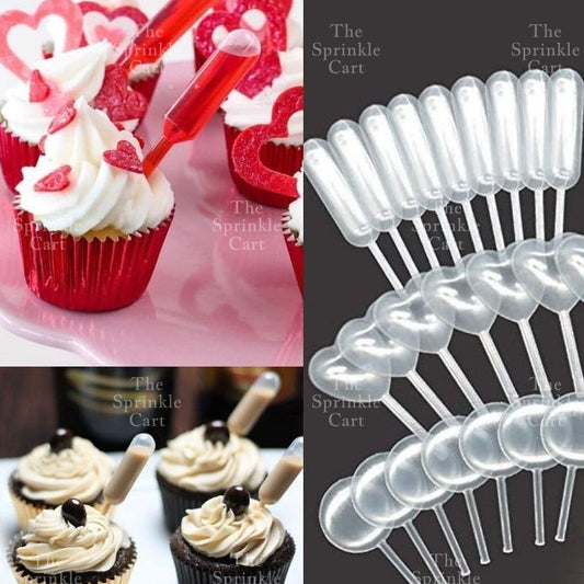 10/50pcs Dessert Pipettes Squeeze Syringe Cupcake Injectors Dropper Dessert Liquid Cake Decoration
