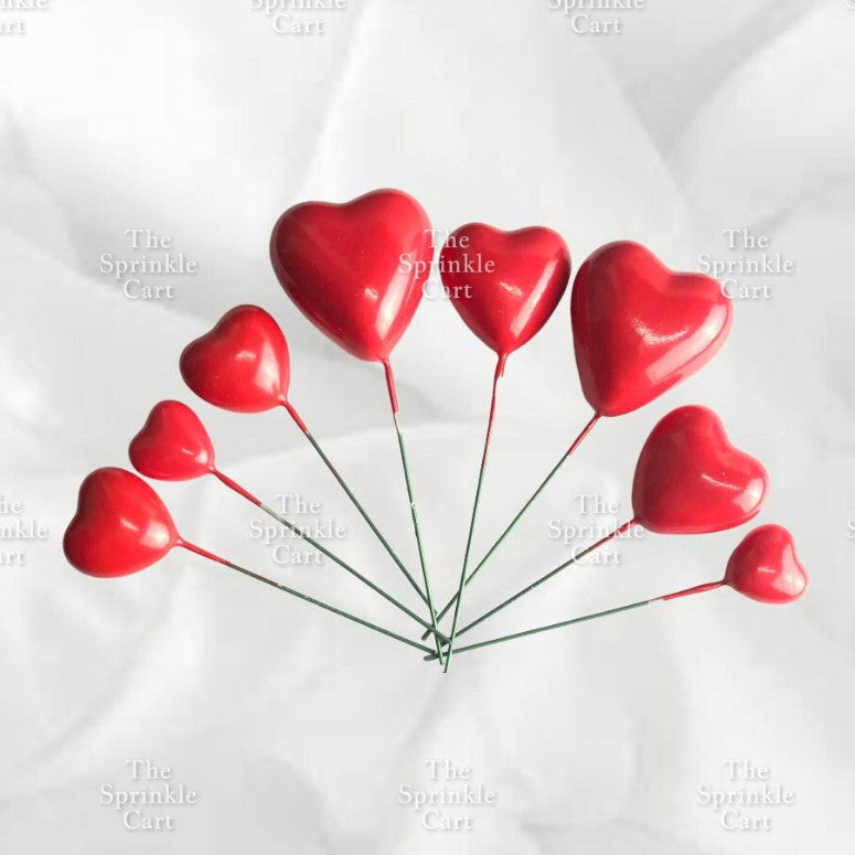 Metallic Heart Shape Cake Topper Gold Red Blue Pink & Silver Birthday Wedding Party Decoration