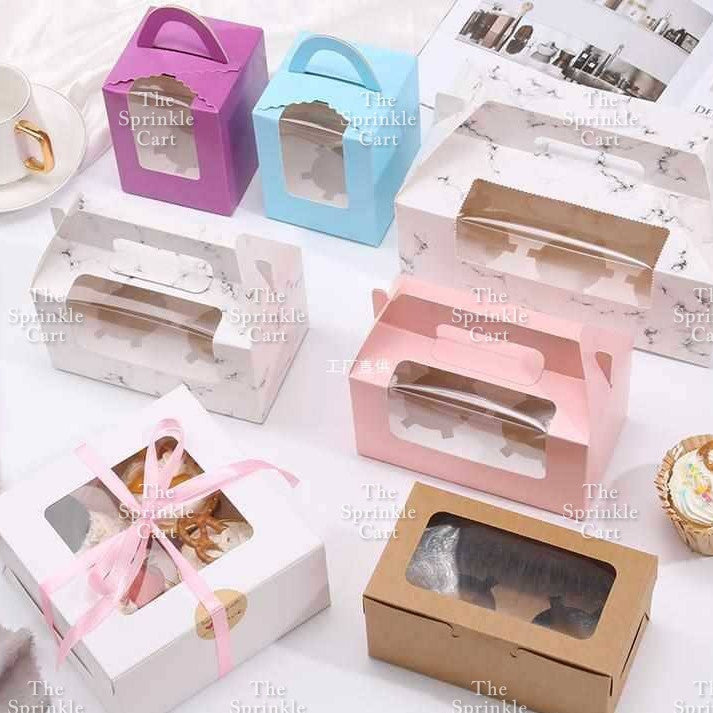 10pcs Solo Cupcake & Cookies Box Muffin Box w/ Holder Single Pastry Box TSC