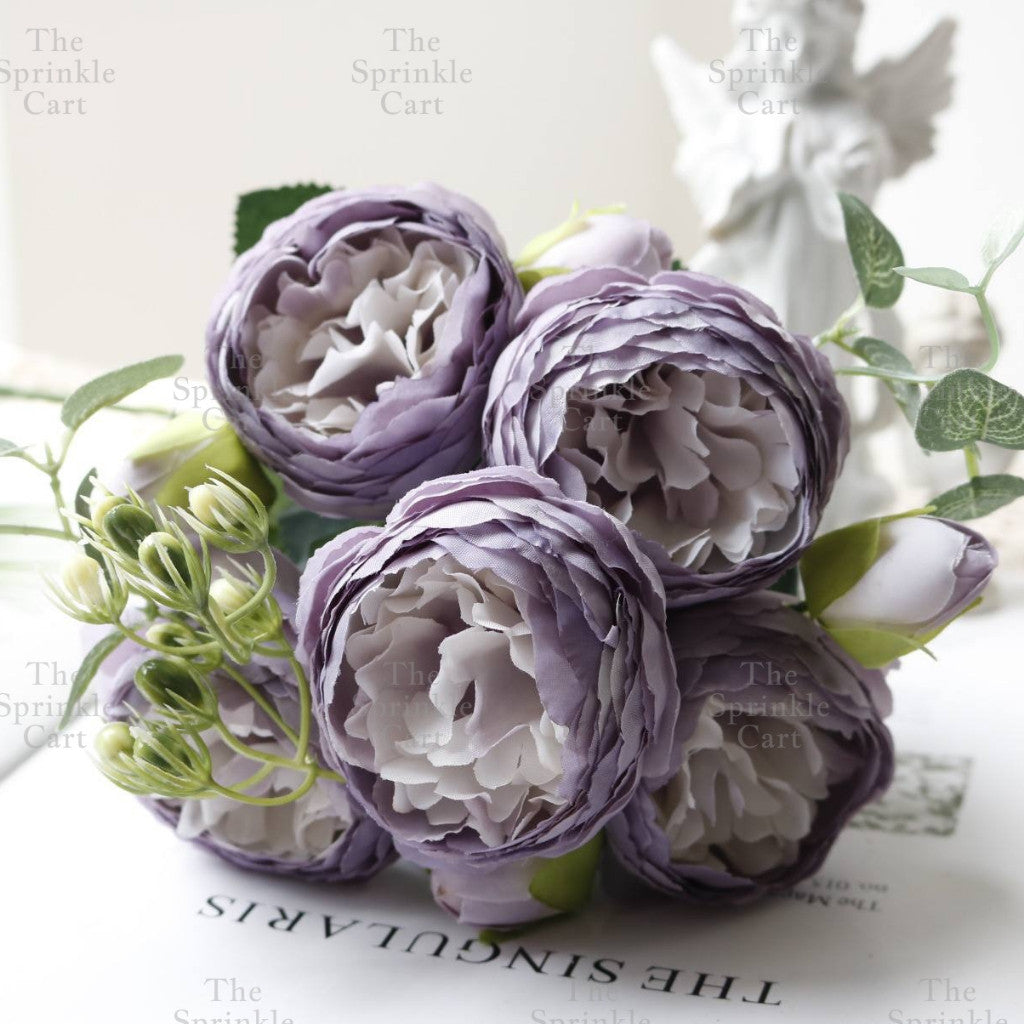 Rustic Bouquet Silk Peony Artificial Flowers Wedding Decoration Cake Decoration TSC