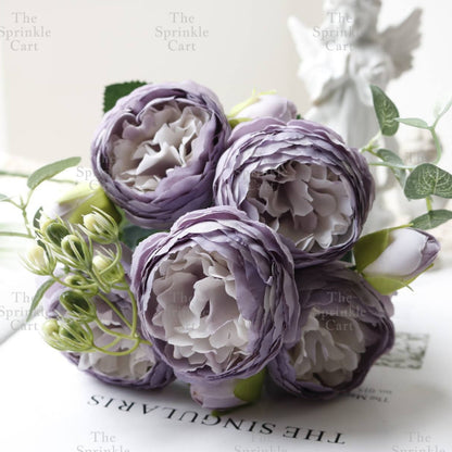 Rustic Bouquet Silk Peony Artificial Flowers Wedding Decoration Cake Decoration TSC