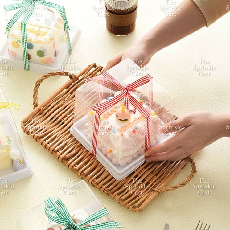 Transparent Square Bento Cake Box Packaging DIY Cake Box Storage TSC