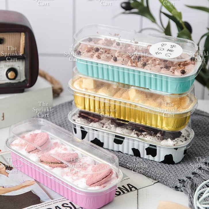 Dessert Round Heart Rectangle Cups with Lid Aluminum Foil Bakewares Decoration TSC