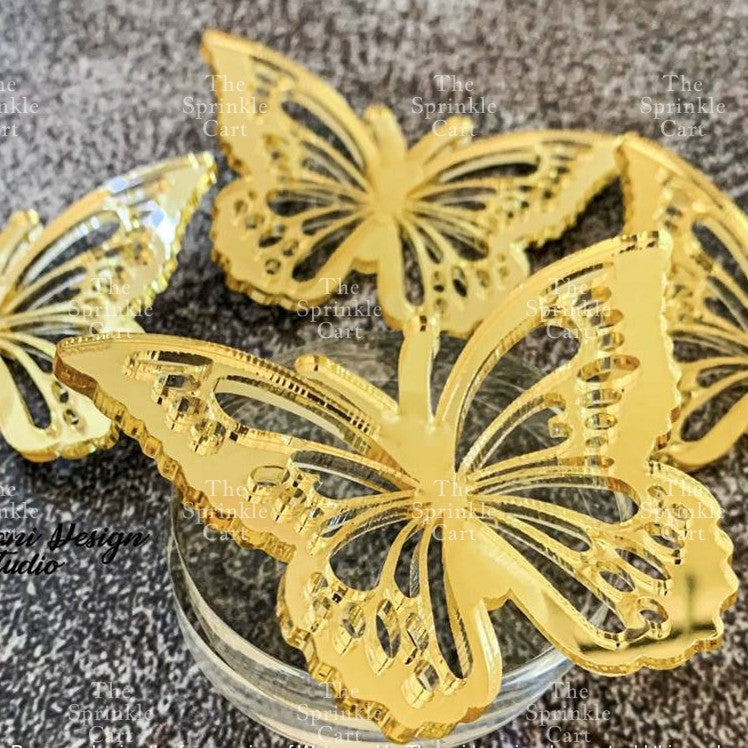 10pcs Acrylic Butterfly Cake Topper For Home Birthday Party Decorating Supplies