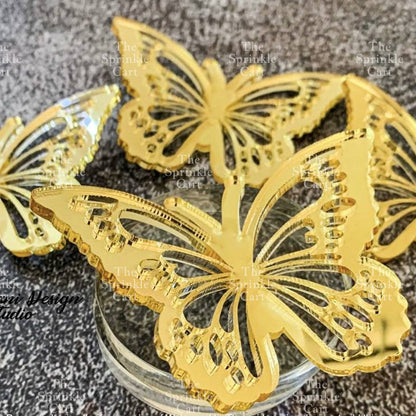 10pcs Acrylic Butterfly Cake Topper For Home Birthday Party Decorating Supplies