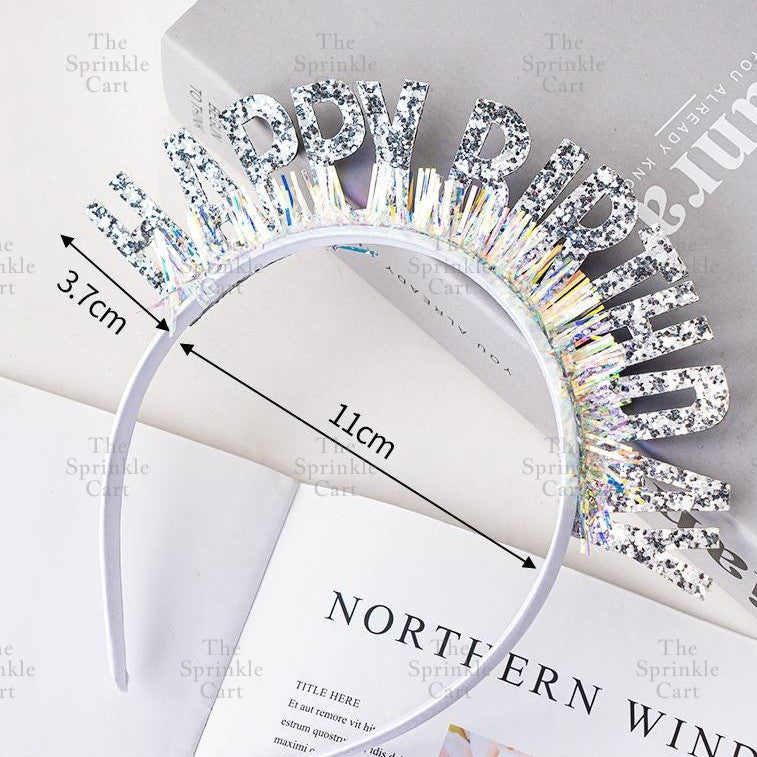 Happy Birthday and Happy New Year Glitter Shiny Headband Sequined Hair Accessories TSC