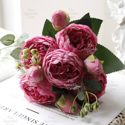 Rustic Bouquet Silk Peony Artificial Flowers Wedding Decoration Cake Decoration TSC