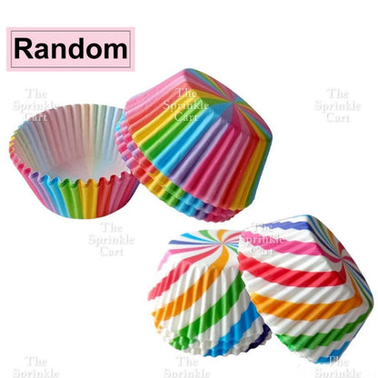 100pcs Cupcake Liner 3oz Muffin Paper Cups Colored and with Design Baking