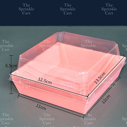 10pcs Disposable Kraft Dessert Box Packaging Square Rectangle Take Out Meal Cake Box Clear Lid TSC