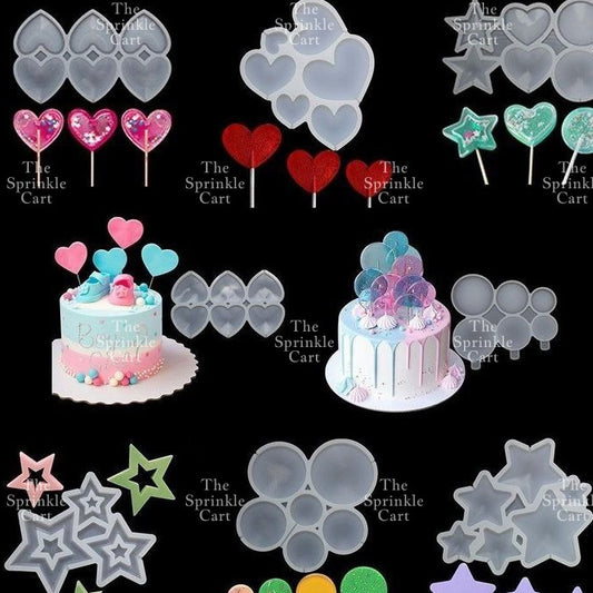 Semi-Transparent Silicone Lollipop Mold Multi-purpose Candy Cake Topper Baking Mould Decoration