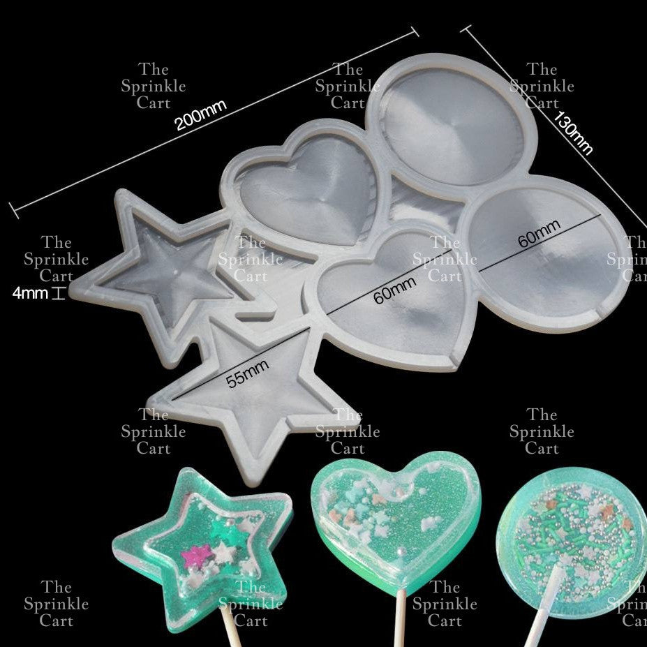 Semi-Transparent Silicone Lollipop Mold Multi-purpose Candy Cake Topper Baking Mould Decoration