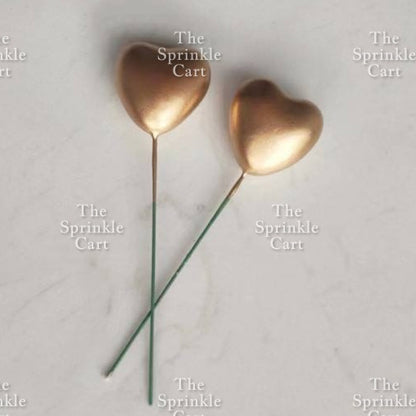 Metallic Heart Shape Cake Topper Gold Red Blue Pink & Silver Birthday Wedding Party Decoration