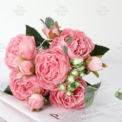 Rustic Bouquet Silk Peony Artificial Flowers Wedding Decoration Cake Decoration TSC