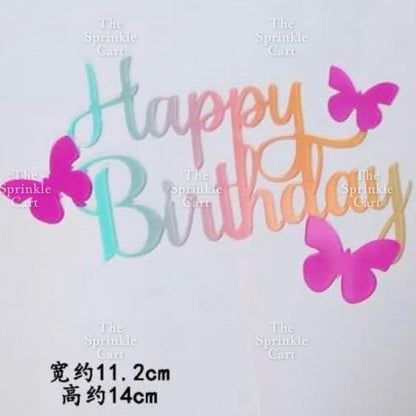 Acrylic Glitter Paper Happy Birthday Mr & Mrs Girl Boy Cake Topper Party Supplies