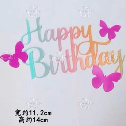 Acrylic Glitter Paper Happy Birthday Mr & Mrs Girl Boy Cake Topper Party Supplies