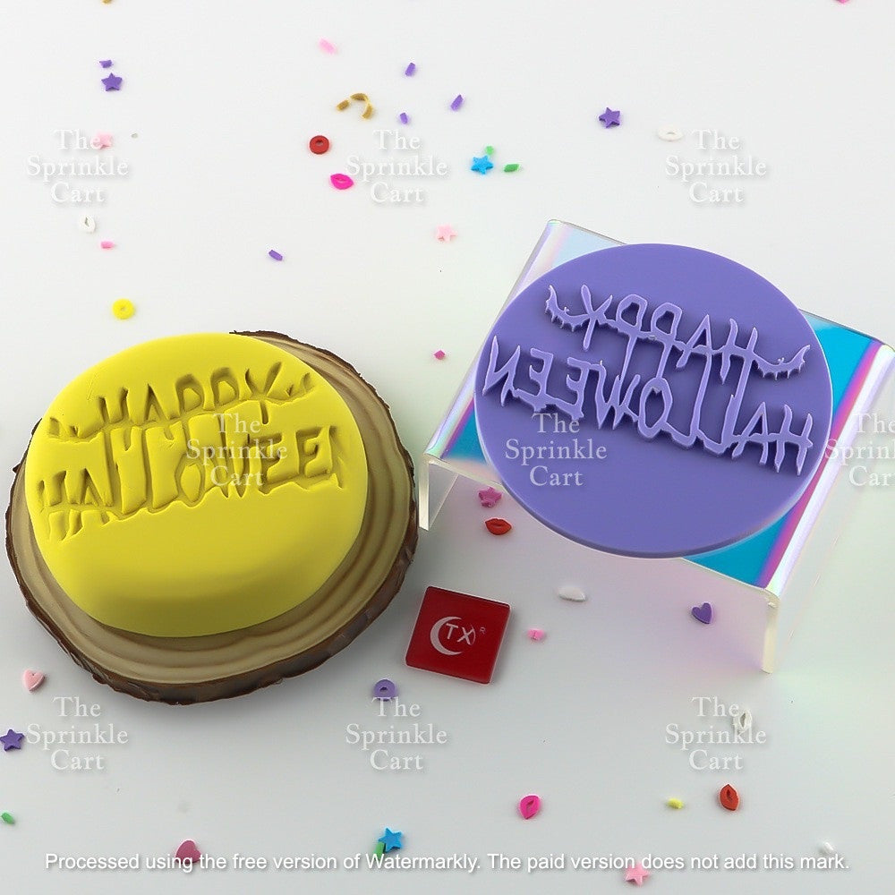 Acrylic Biscuit Mould Fondant Cookie Stamp Embosser Calligraphy Round Stamp Decorating Tool
