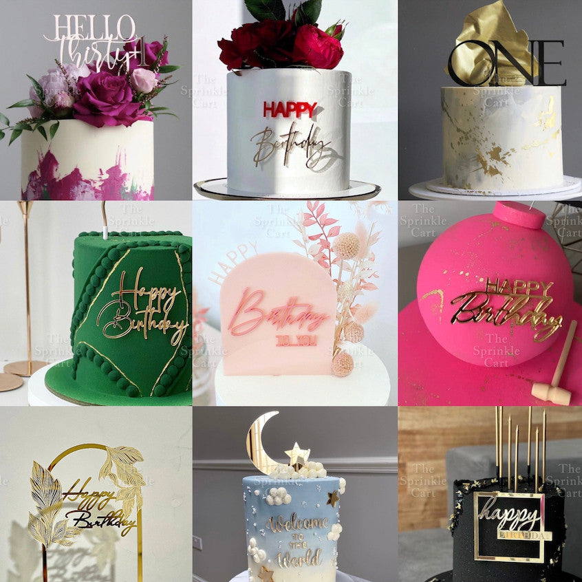 Acrylic Happy Birthday Happy Anniv & Baby Shower Cake Topper Birthday Wedding Party Decoration TSC