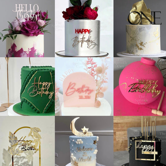 Acrylic Happy Birthday Happy Anniv & Baby Shower Cake Topper Birthday Wedding Party Decoration TSC