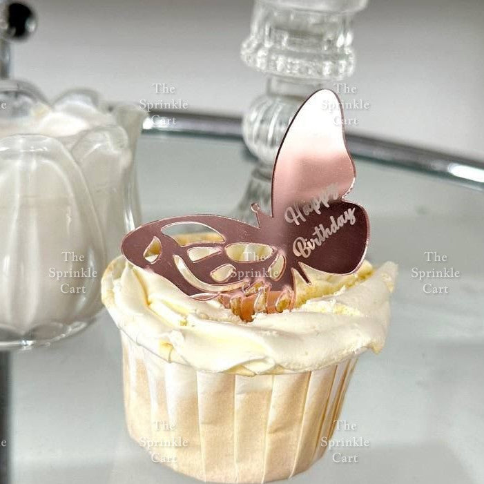 5pcs Acrylic Cupcake Topper Happy Birthday Merry CMAS Mother’s Day Round Cake Decoration