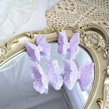 Pastel Sequin Butterfly 3D Cake Topper Colorful Double Layer Birthday Party