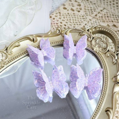 Pastel Sequin Butterfly 3D Cake Topper Colorful Double Layer Birthday Party