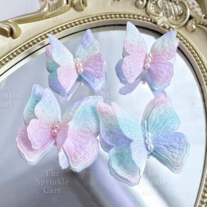 Pastel Sequin Butterfly 3D Cake Topper Colorful Double Layer Birthday Party