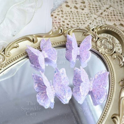 Pastel Sequin Butterfly 3D Cake Topper Colorful Double Layer Birthday Party