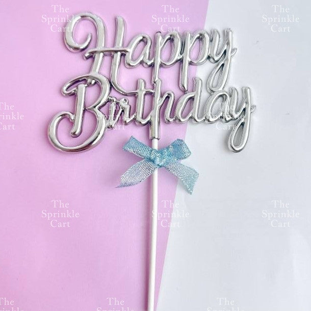 3D Happy Birthday with Bow Cake Topper Birthday Party Decoration TSC