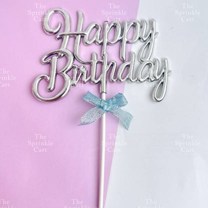 3D Happy Birthday with Bow Cake Topper Birthday Party Decoration TSC