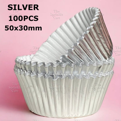 100pcs Metallic Foil Cupcake Liners 3oz Aluminum Greaseproof Muffin Liner