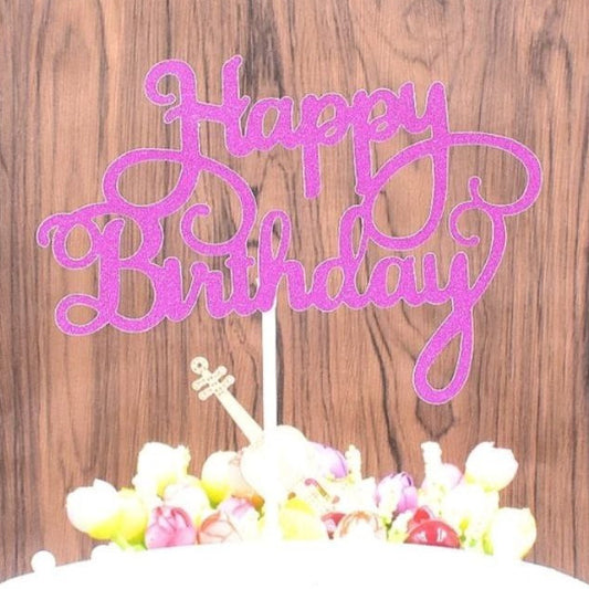 Glitter Paper Happy Birthday Love Cake Topper Party Supplies  Decor TSC