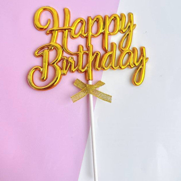 3D Happy Birthday with Bow Cake Topper Birthday Party Decoration TSC