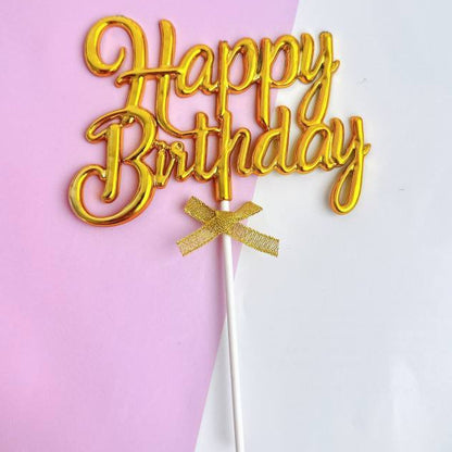 3D Happy Birthday with Bow Cake Topper Birthday Party Decoration TSC