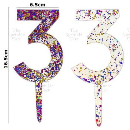 Acrylic Number Cake Topper Glitter Crown Diamond Happy Birthday Number Cupcake Topper