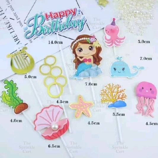 Happy Birthday Cake Topper Rainbow Mermaid