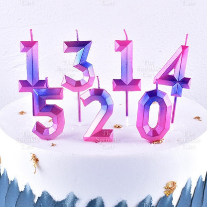 Ombre Creative 0-9 Gradient Number Candle Geometric Happy Birthday Party Candle