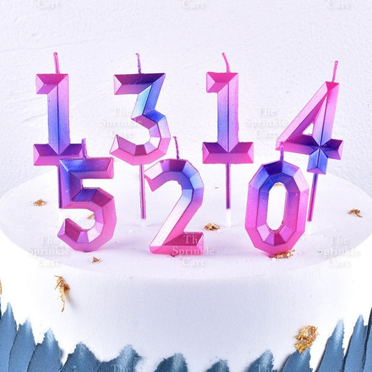 Ombre Creative 0-9 Gradient Number Candle Geometric Happy Birthday Party Candle