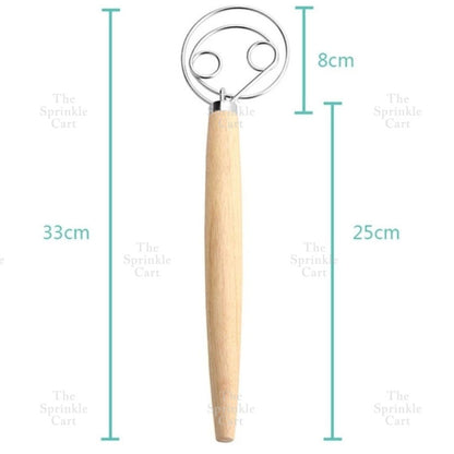Wooden Handle Whisk Stainless Steel Flour Dough Mixer Manual Whisk TSC