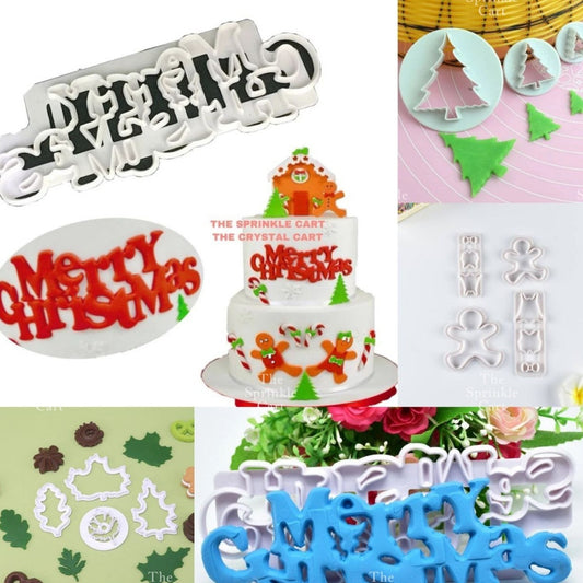 Merry Christmas Leaves Fondant Cutter Gingerbread Cookie Cutter Plastic DIY Lettering Pasko Cutter