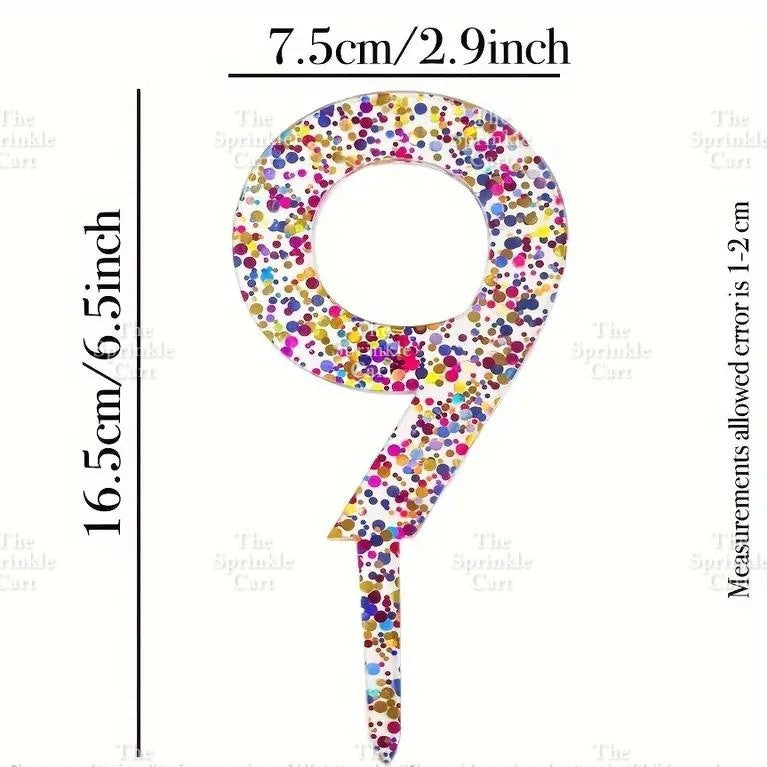 Acrylic Number Cake Topper Glitter Crown Diamond Happy Birthday Number Cupcake Topper