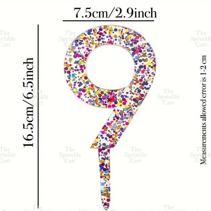 Acrylic Number Cake Topper Glitter Crown Diamond Happy Birthday Number Cupcake Topper