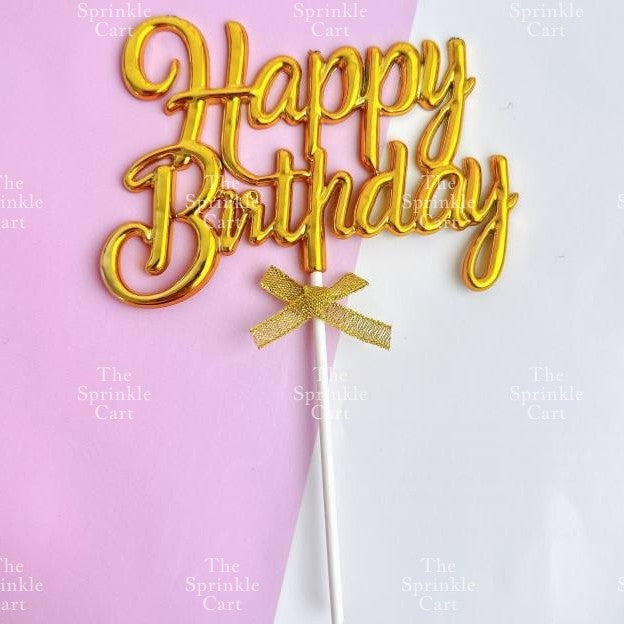 3D Happy Birthday with Bow Cake Topper Birthday Party Decoration TSC
