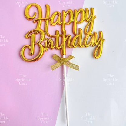 3D Happy Birthday with Bow Cake Topper Birthday Party Decoration TSC